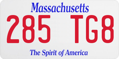 MA license plate 285TG8