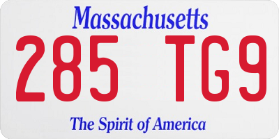 MA license plate 285TG9