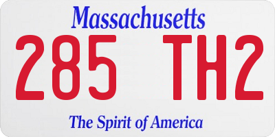 MA license plate 285TH2