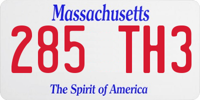MA license plate 285TH3