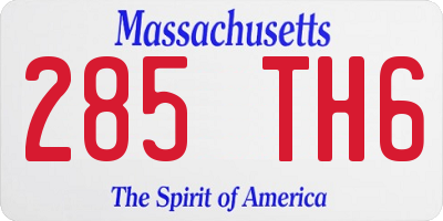 MA license plate 285TH6
