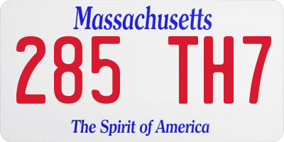 MA license plate 285TH7