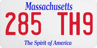 MA license plate 285TH9