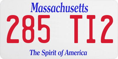 MA license plate 285TI2