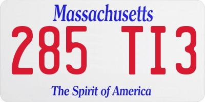 MA license plate 285TI3