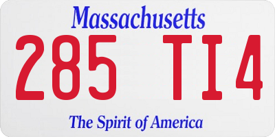 MA license plate 285TI4