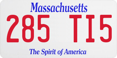 MA license plate 285TI5