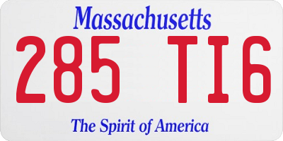 MA license plate 285TI6