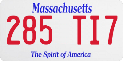 MA license plate 285TI7