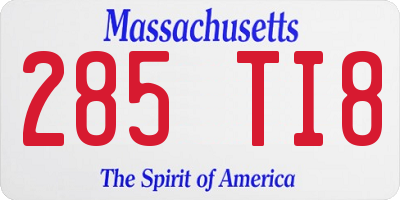 MA license plate 285TI8