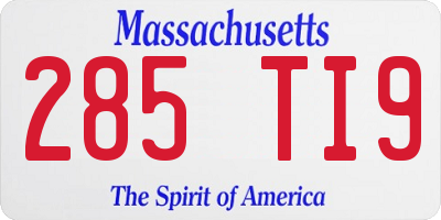 MA license plate 285TI9