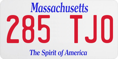 MA license plate 285TJ0