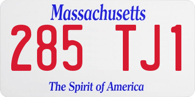 MA license plate 285TJ1