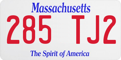MA license plate 285TJ2