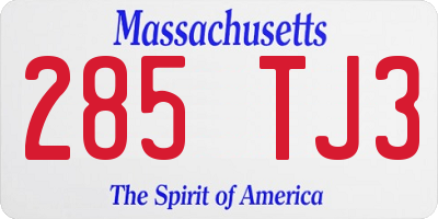 MA license plate 285TJ3