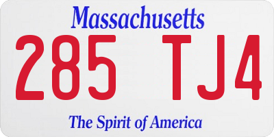 MA license plate 285TJ4