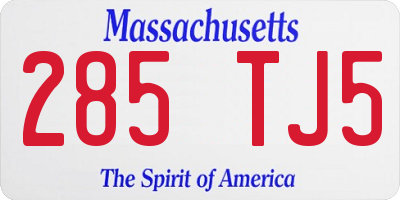 MA license plate 285TJ5
