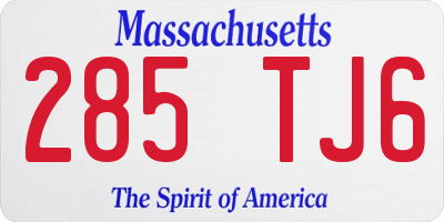 MA license plate 285TJ6