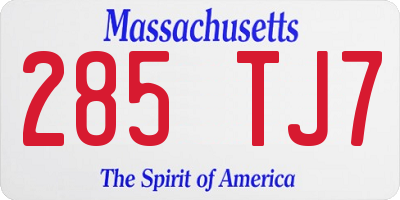 MA license plate 285TJ7