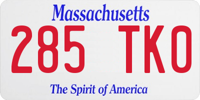 MA license plate 285TK0