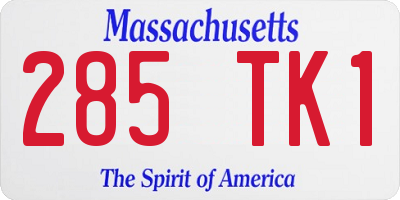 MA license plate 285TK1