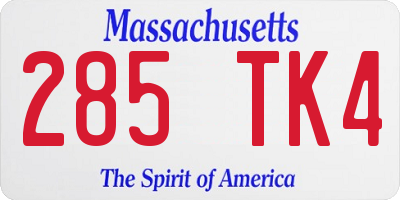 MA license plate 285TK4