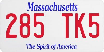 MA license plate 285TK5