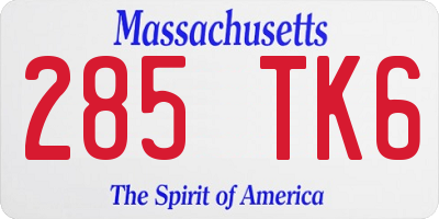 MA license plate 285TK6