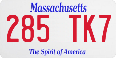 MA license plate 285TK7