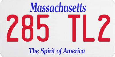 MA license plate 285TL2