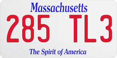 MA license plate 285TL3