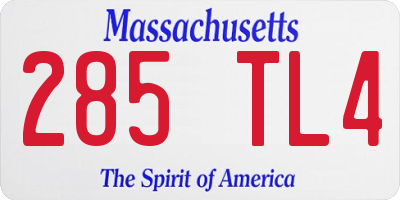 MA license plate 285TL4
