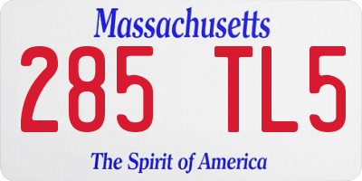 MA license plate 285TL5