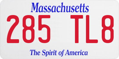 MA license plate 285TL8