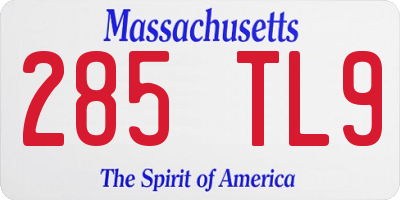 MA license plate 285TL9