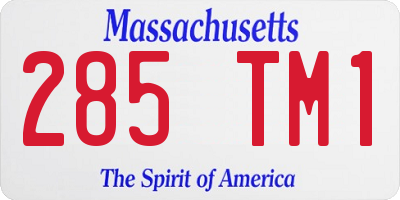 MA license plate 285TM1