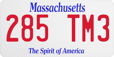 MA license plate 285TM3
