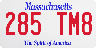 MA license plate 285TM8