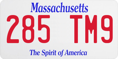 MA license plate 285TM9