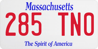 MA license plate 285TN0