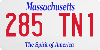 MA license plate 285TN1