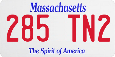 MA license plate 285TN2