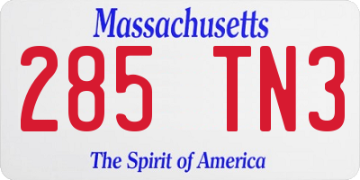 MA license plate 285TN3