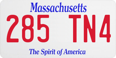 MA license plate 285TN4