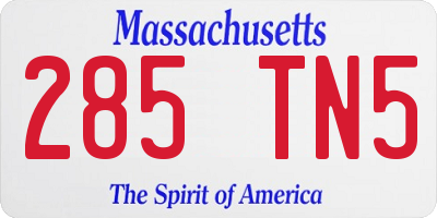 MA license plate 285TN5