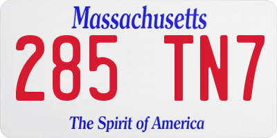 MA license plate 285TN7