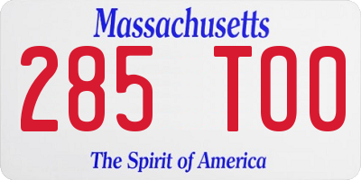 MA license plate 285TO0