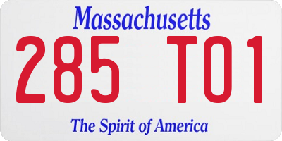 MA license plate 285TO1