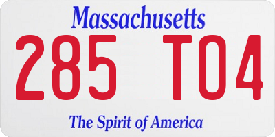 MA license plate 285TO4