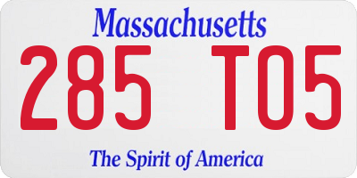 MA license plate 285TO5
